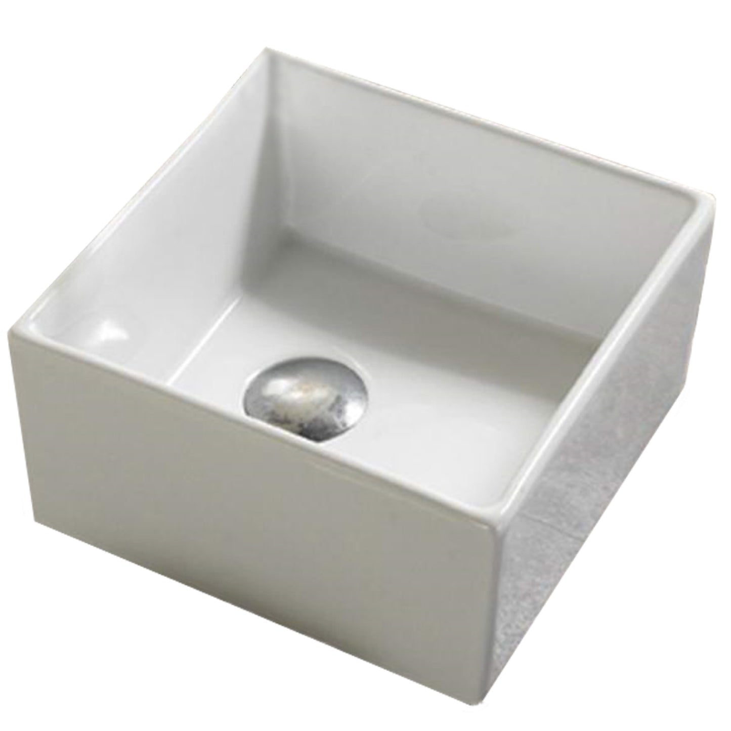 10.6-in. x 10.6-in. Square Bathroom Vessel Sink White Enamel Glaze