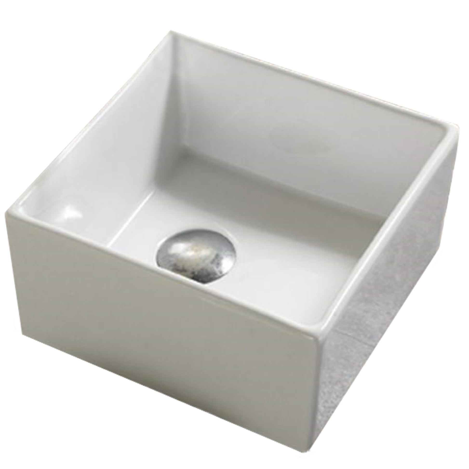 10.6-in. x 10.6-in. Square Bathroom Vessel Sink White Enamel Glaze