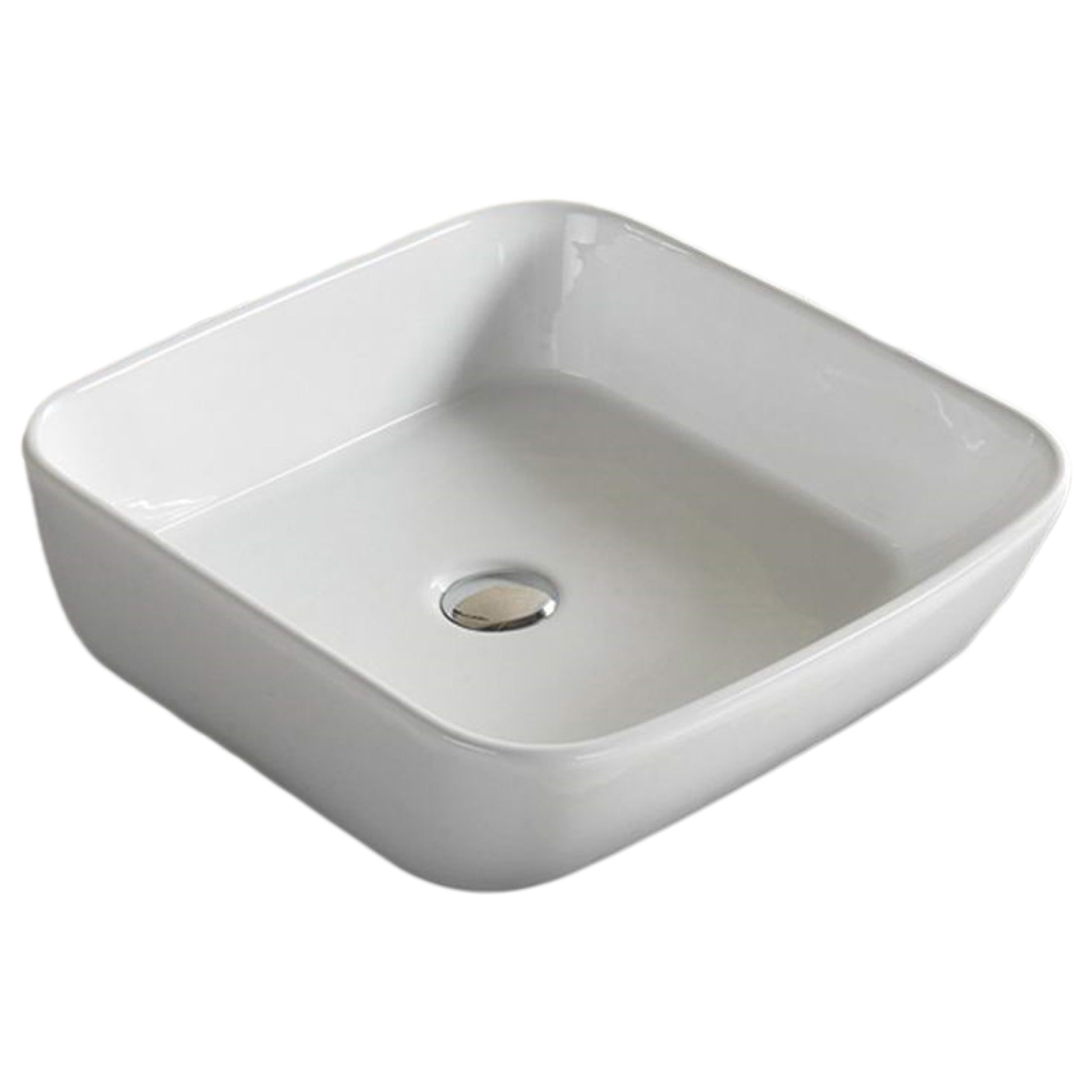 17.7-in. x 18.1-in. Rectangle Bathroom Vessel Sink White Enamel Glaze