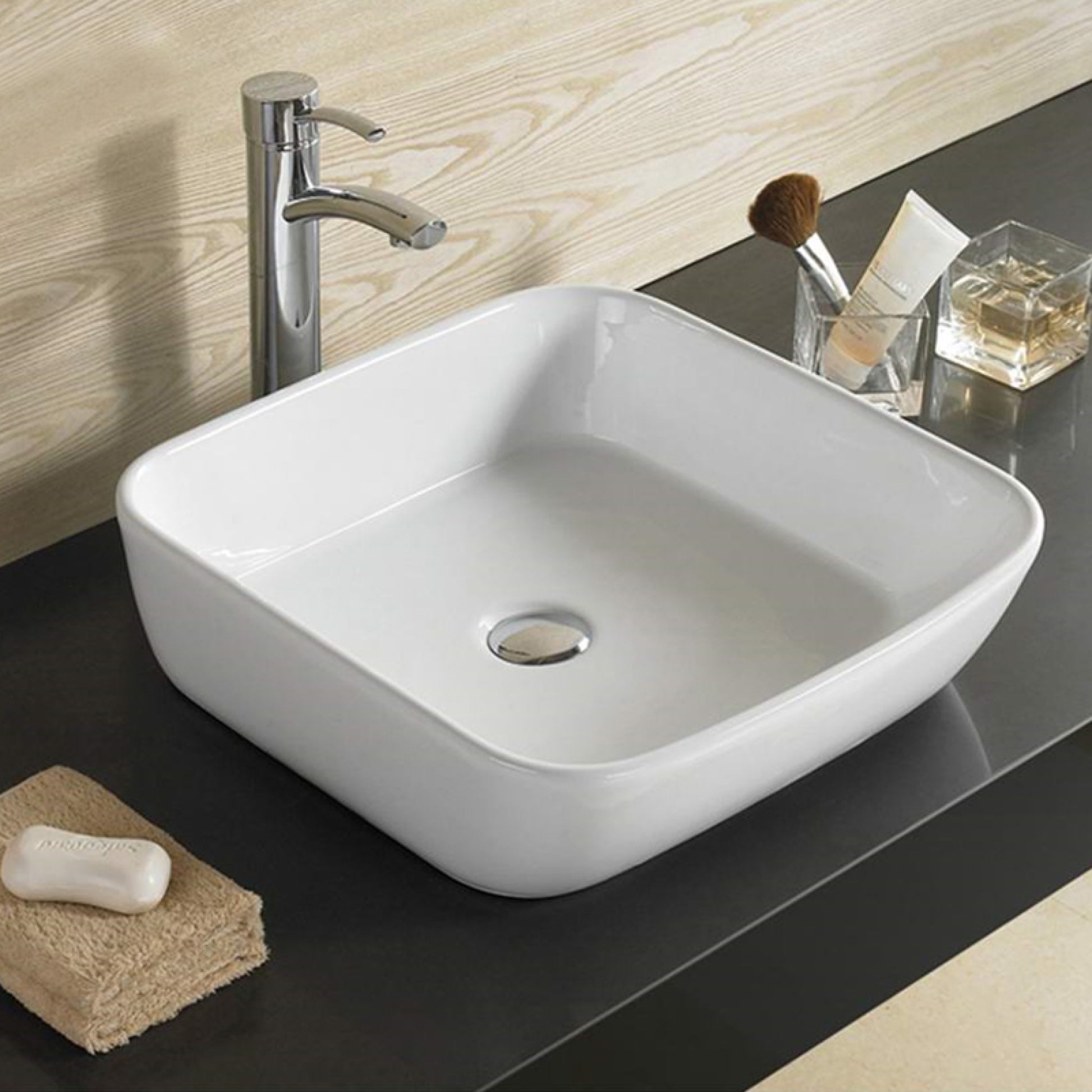 17.7-in. x 18.1-in. Rectangle Bathroom Vessel Sink White Enamel Glaze