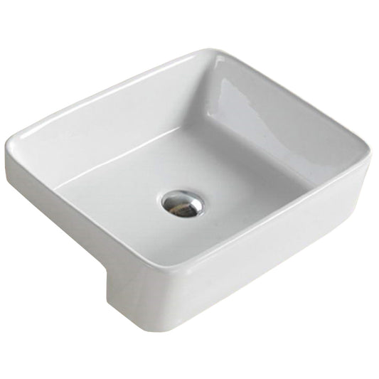 23.6-in. x 13.4-in. Rectangle Bathroom Vessel Sink White Enamel Glaze