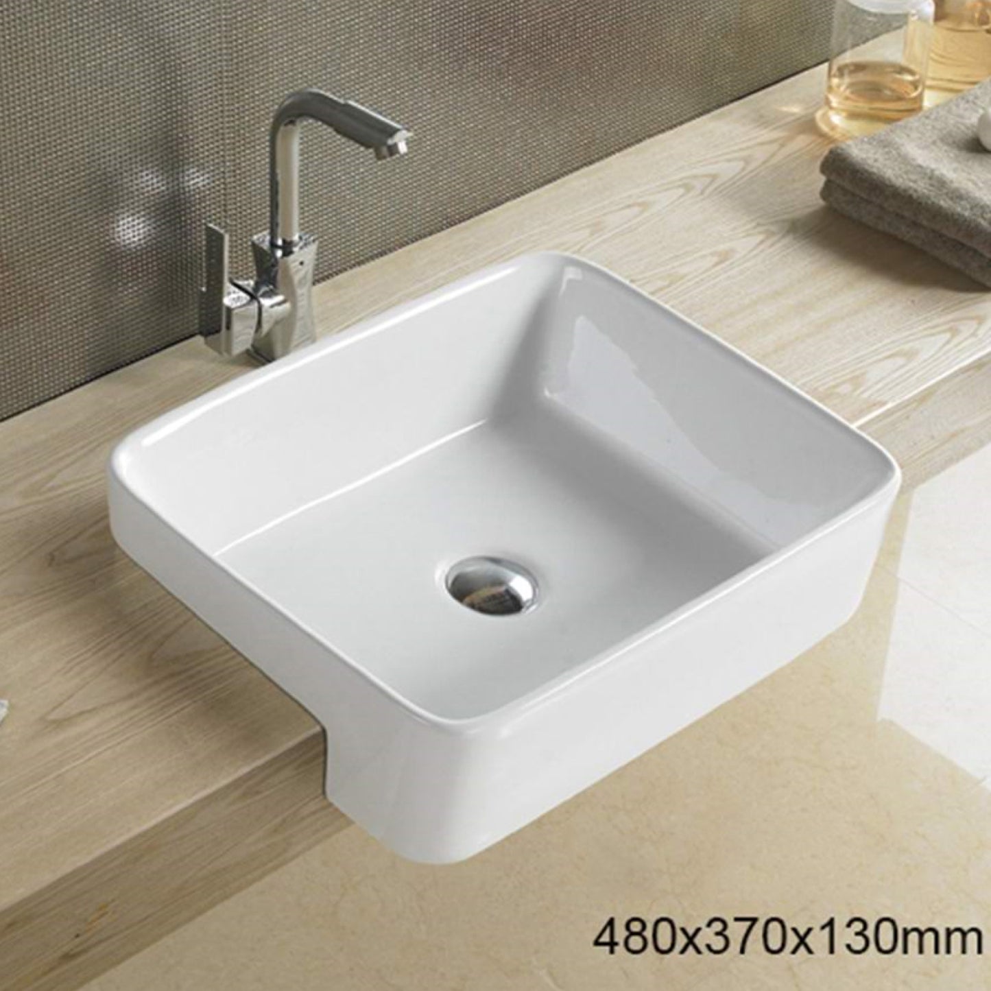 23.6-in. x 13.4-in. Rectangle Bathroom Vessel Sink White Enamel Glaze