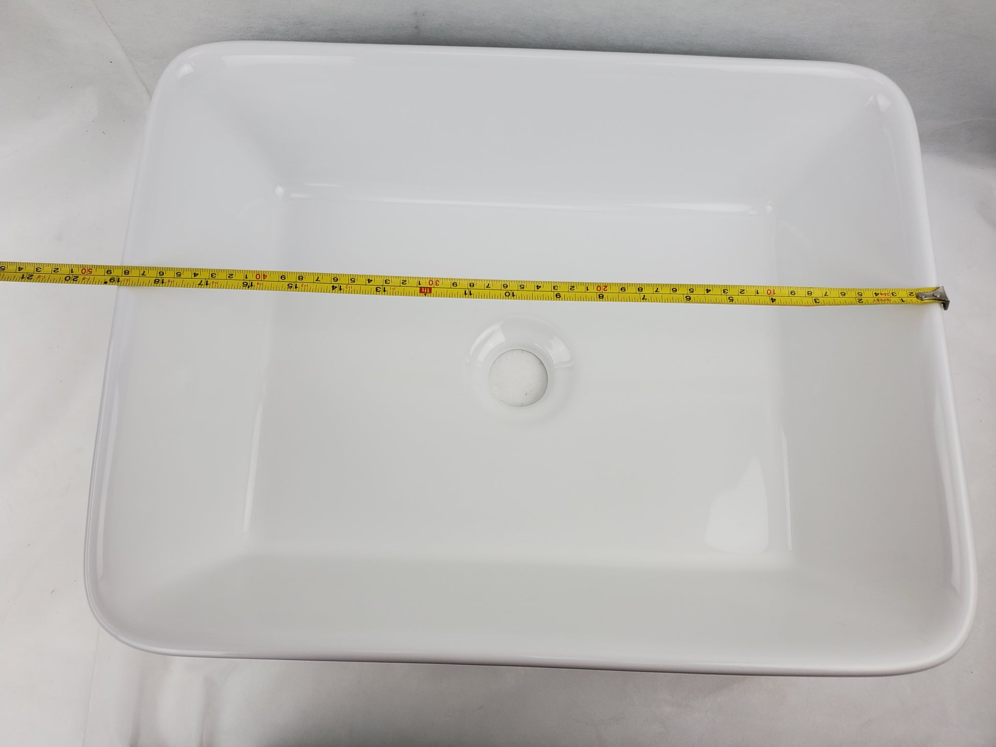 23.6-in. x 13.4-in. Rectangle Bathroom Vessel Sink White Enamel Glaze