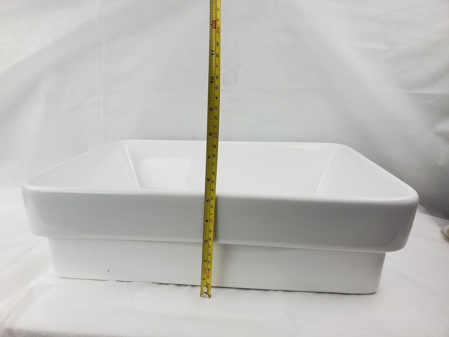 23.6-in. x 13.4-in. Rectangle Bathroom Vessel Sink White Enamel Glaze