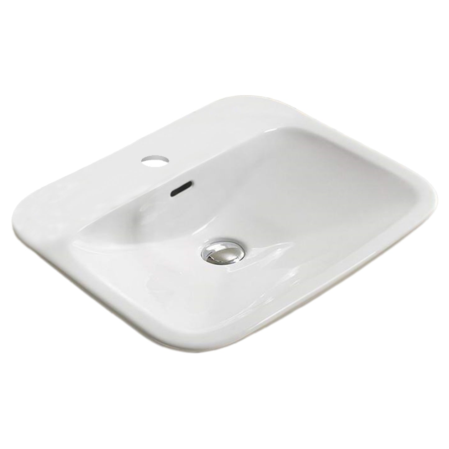 21.5-in. x 18.1-in. Rectangle Bathroom Vessel Sink White Enamel Glaze