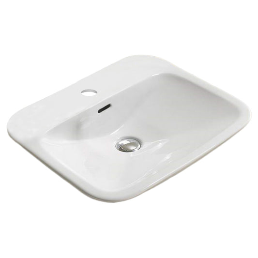 21.5-in. x 18.1-in. Rectangle Bathroom Vessel Sink White Enamel Glaze