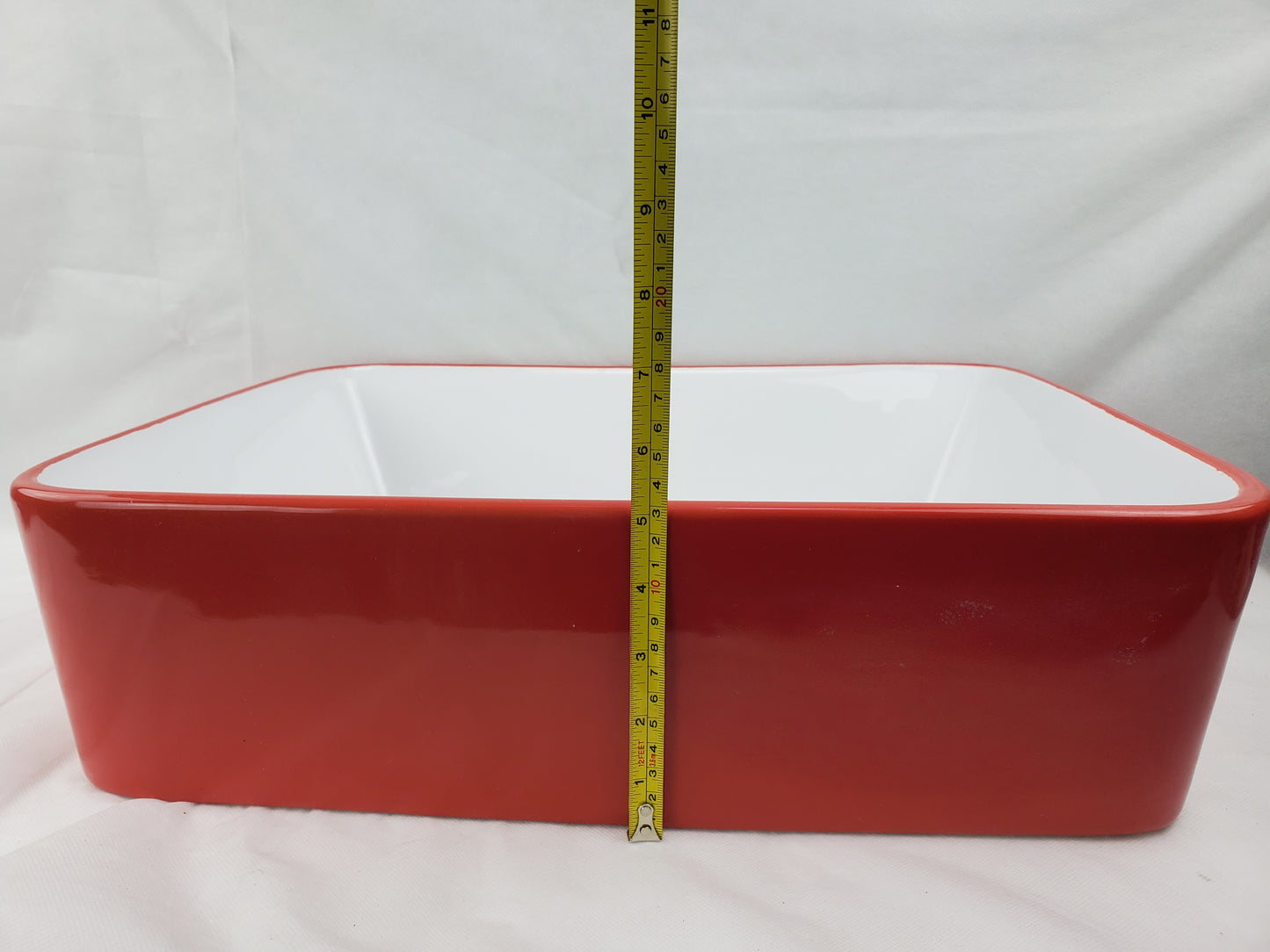 18.9-in. x 14.6-in. Rectangle Bathroom Vessel Sink Red-White Enamel Glaze