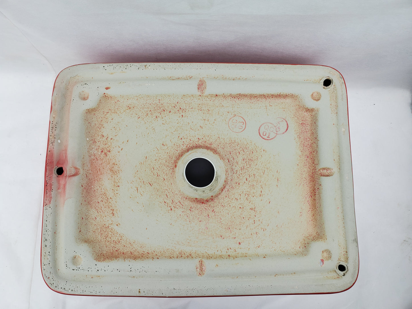 18.9-in. x 14.6-in. Rectangle Bathroom Vessel Sink Red-White Enamel Glaze