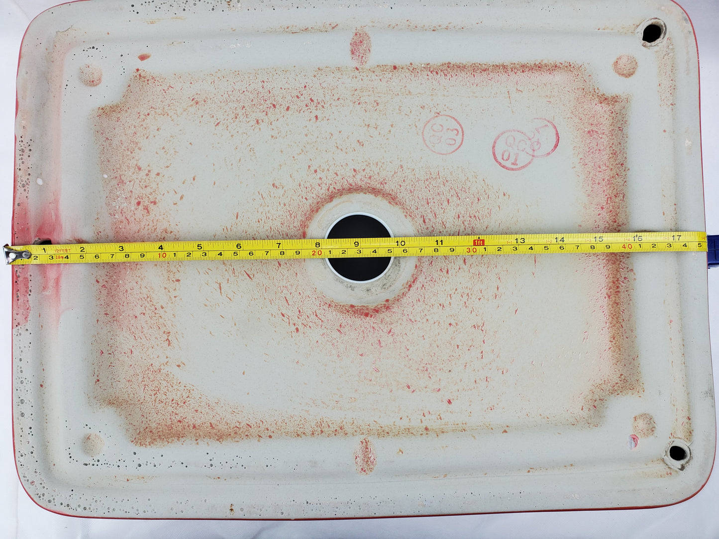 18.9-in. x 14.6-in. Rectangle Bathroom Vessel Sink Red-White Enamel Glaze