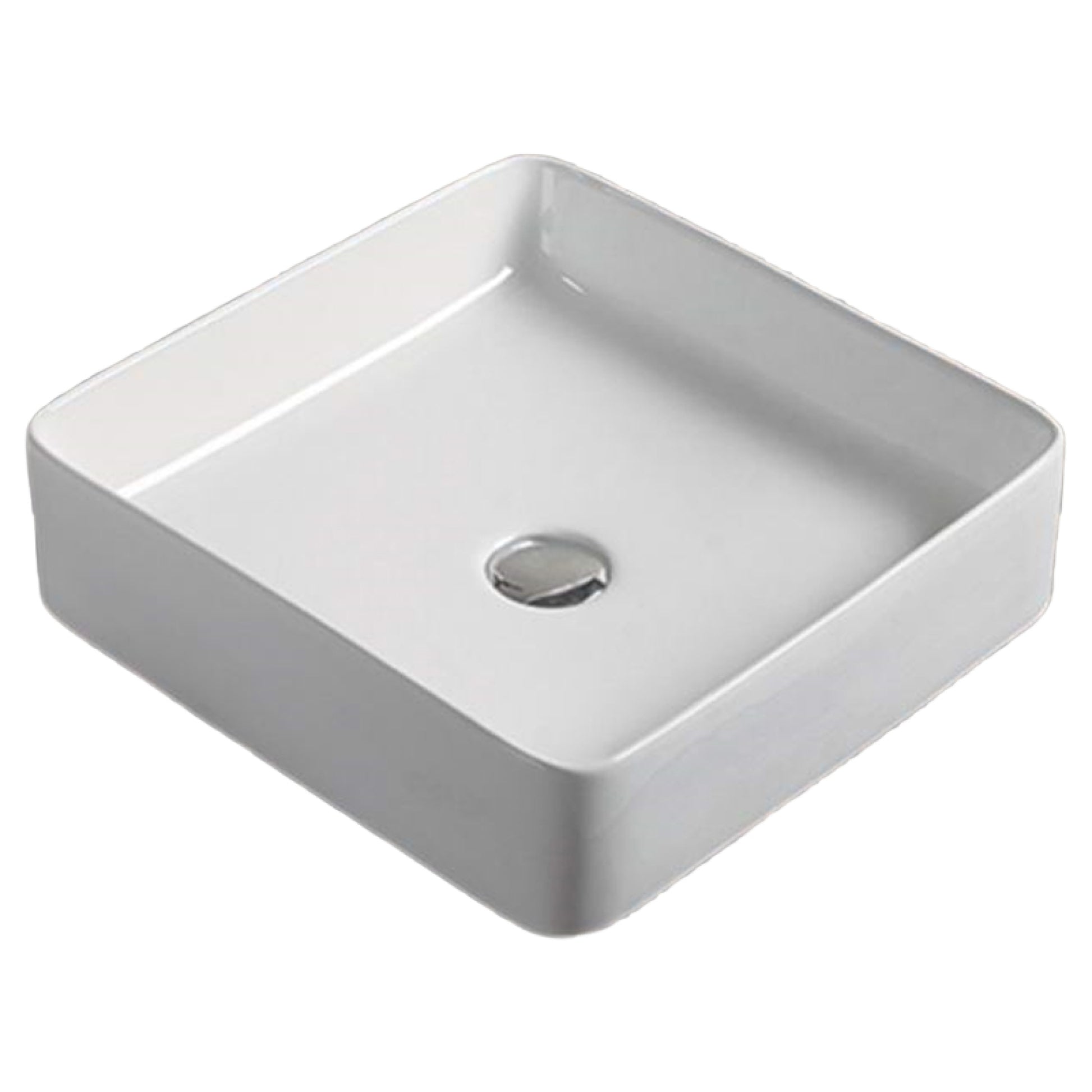 16.1-in. x 15.6-in. Rectangle Bathroom Vessel Sink White Enamel Glaze