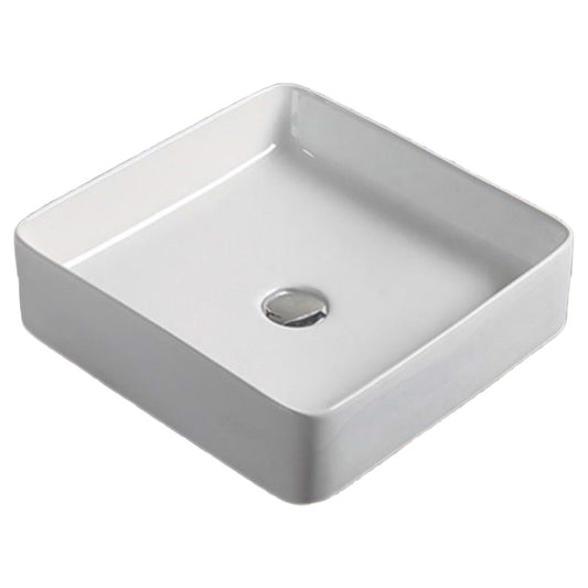 16.1-in. x 15.6-in. Rectangle Bathroom Vessel Sink White Enamel Glaze