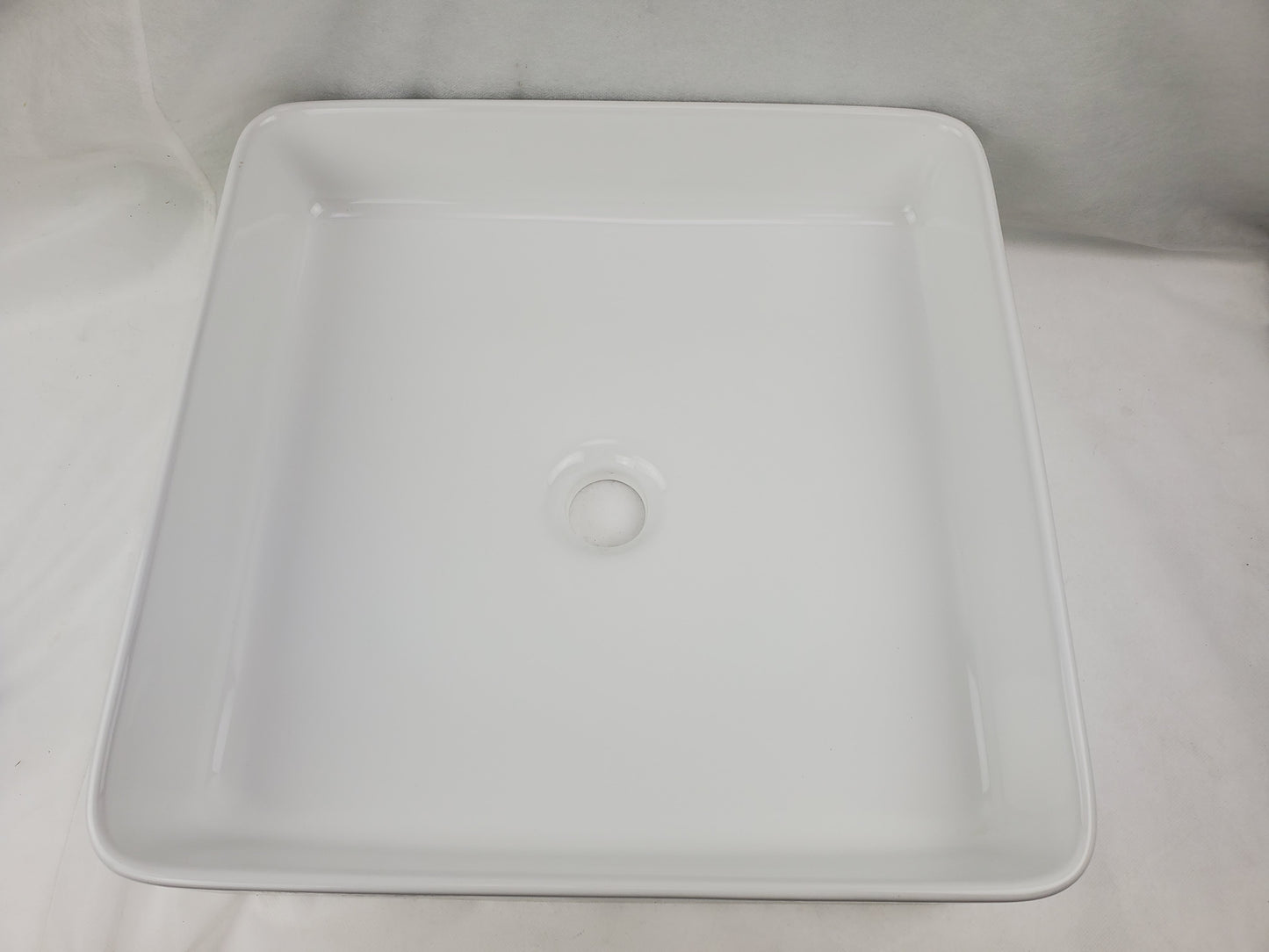 16.1-in. x 15.6-in. Rectangle Bathroom Vessel Sink White Enamel Glaze