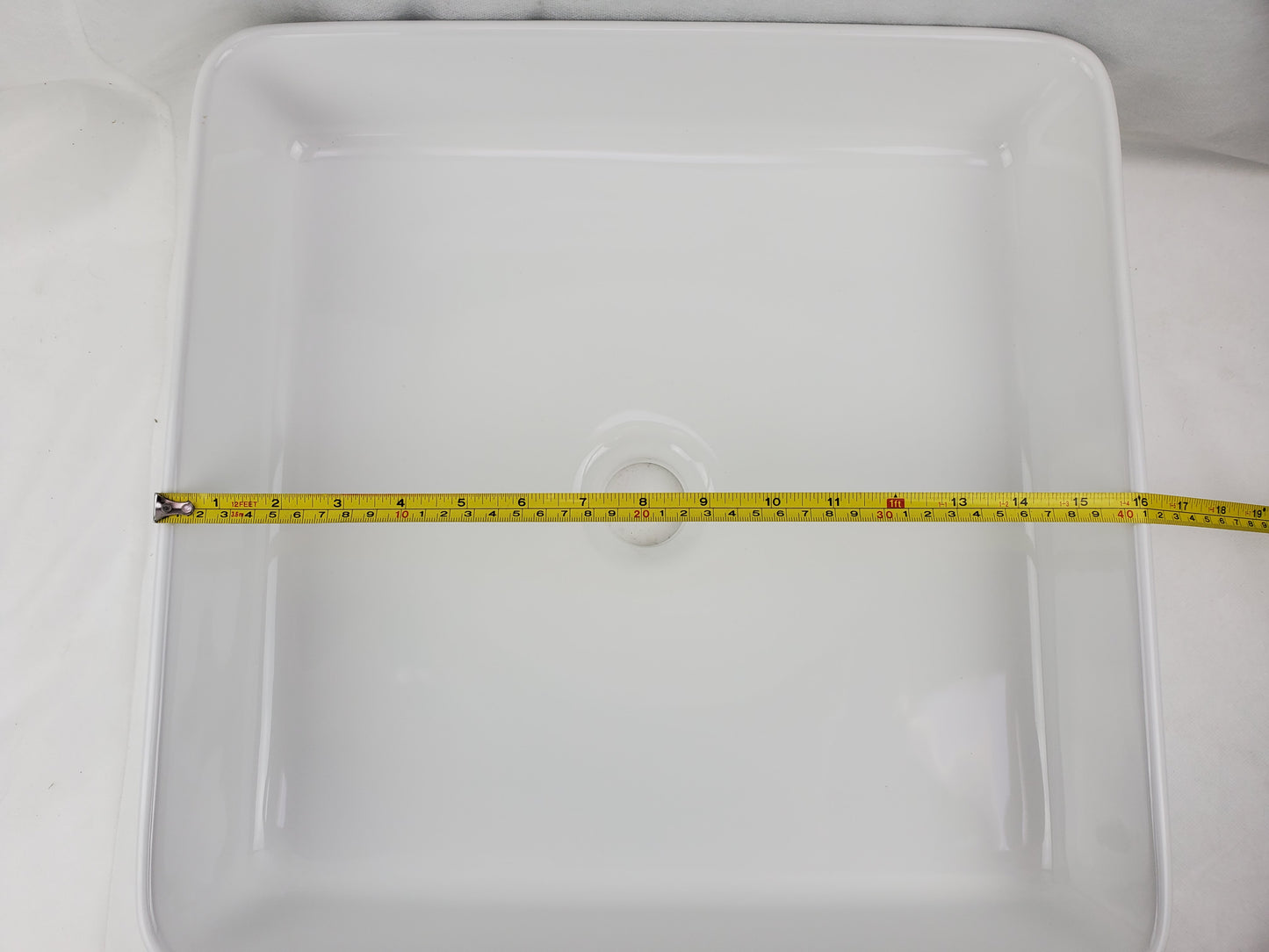 16.1-in. x 15.6-in. Rectangle Bathroom Vessel Sink White Enamel Glaze