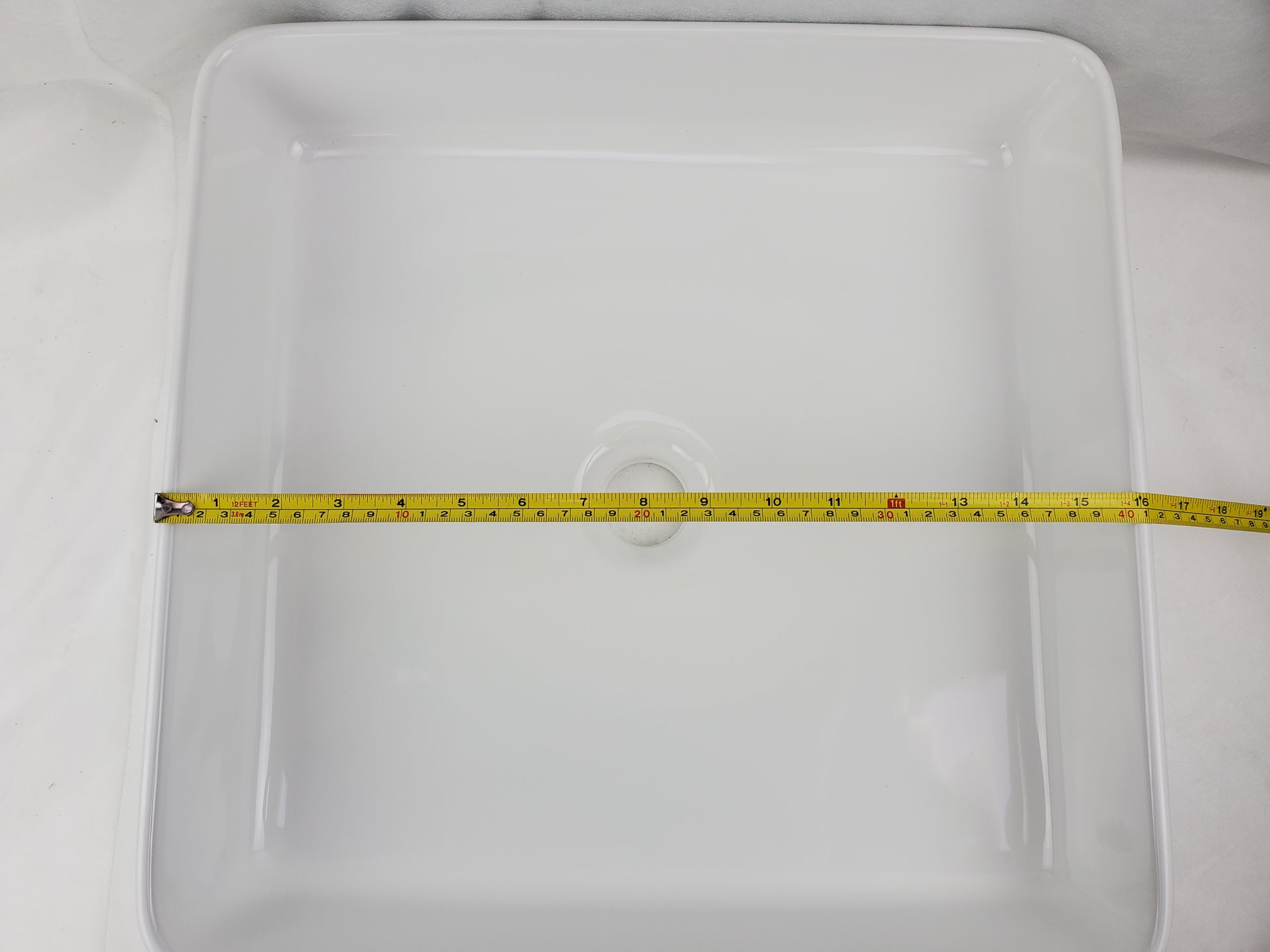 16.1-in. x 15.6-in. Rectangle Bathroom Vessel Sink White Enamel Glaze