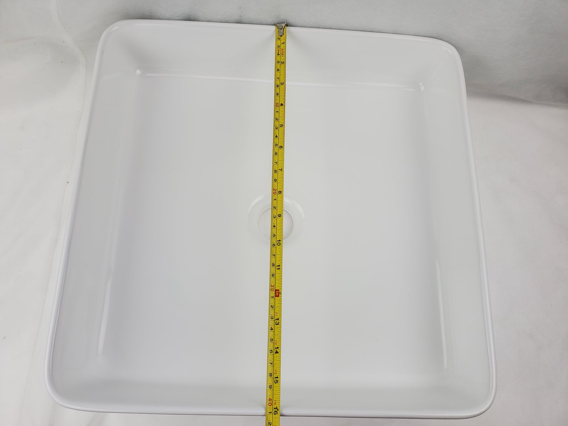 16.1-in. x 15.6-in. Rectangle Bathroom Vessel Sink White Enamel Glaze