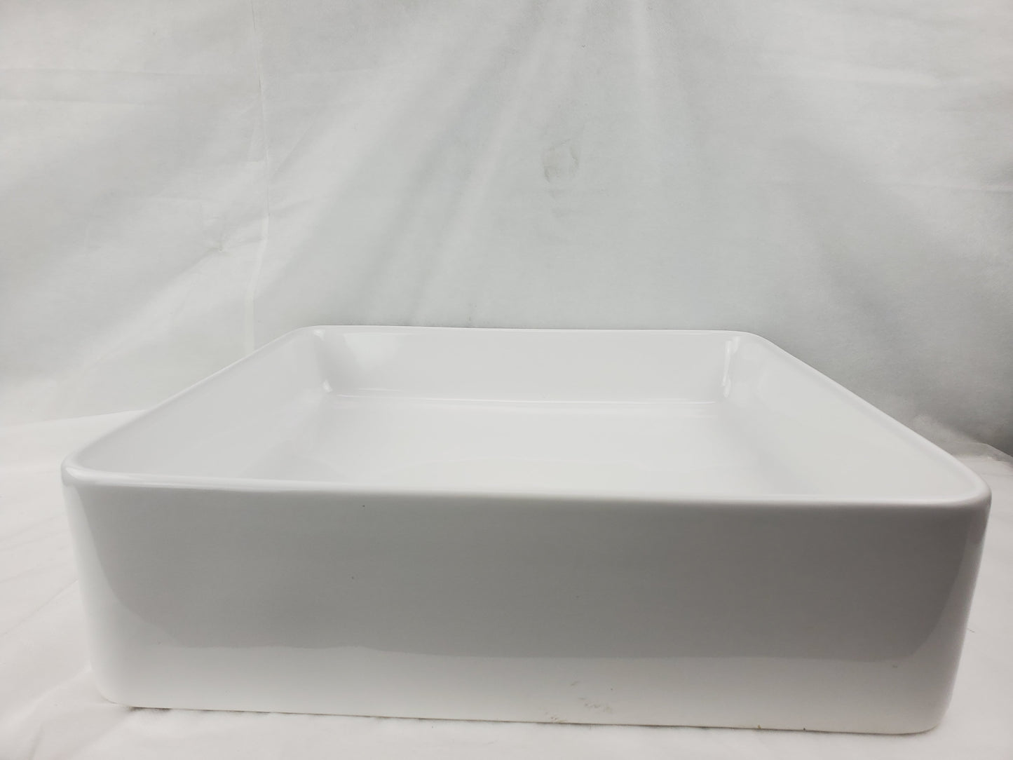 16.1-in. x 15.6-in. Rectangle Bathroom Vessel Sink White Enamel Glaze