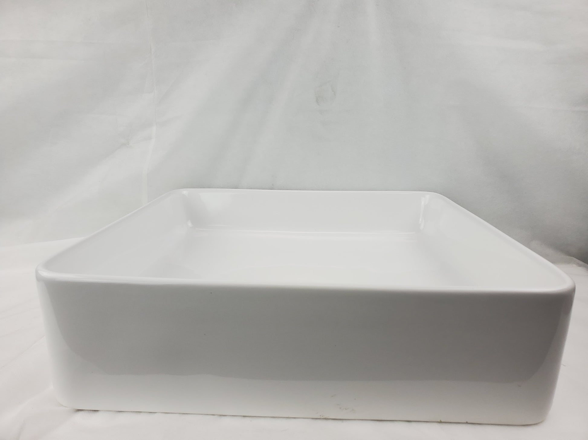 16.1-in. x 15.6-in. Rectangle Bathroom Vessel Sink White Enamel Glaze