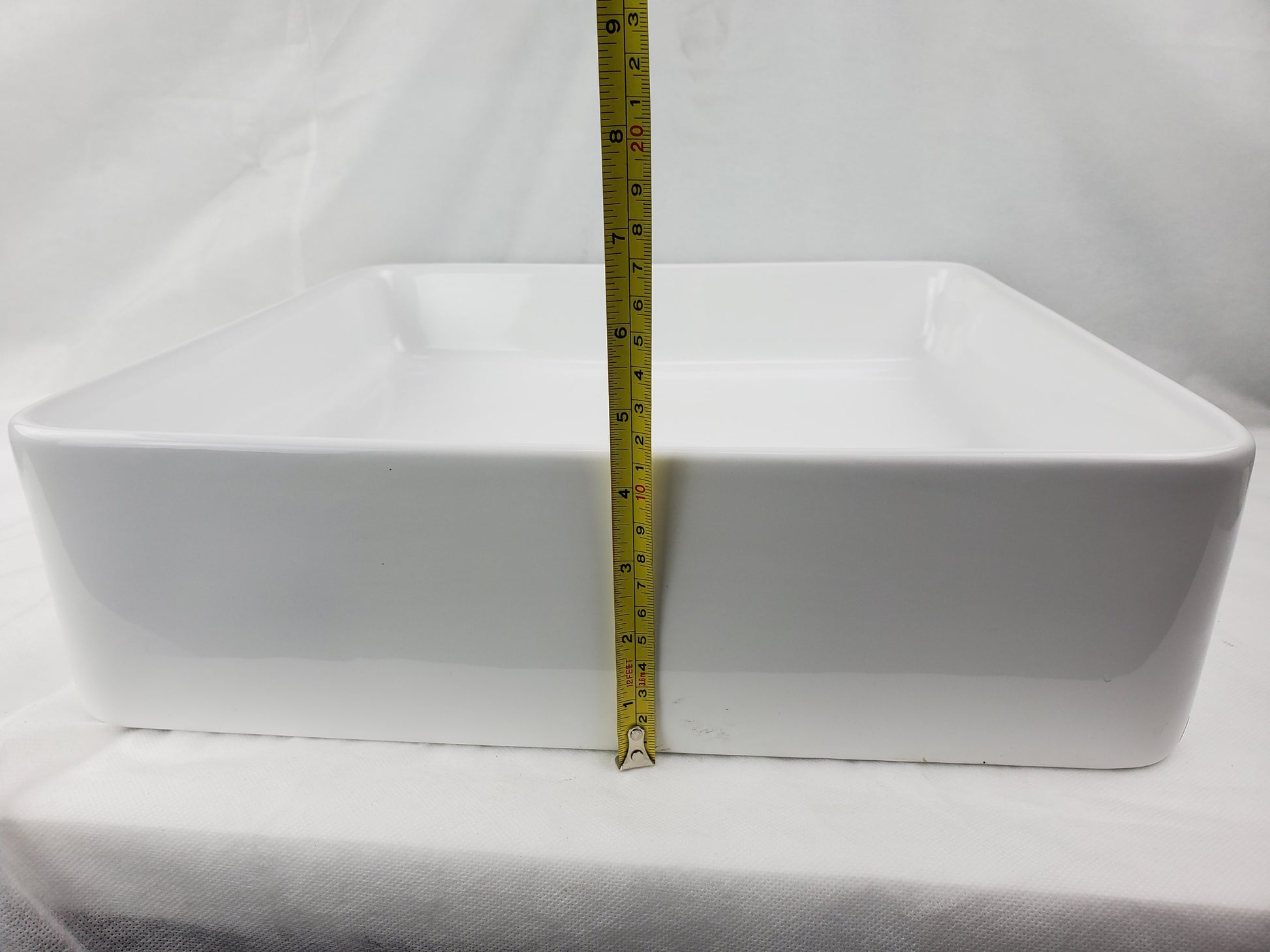 16.1-in. x 15.6-in. Rectangle Bathroom Vessel Sink White Enamel Glaze