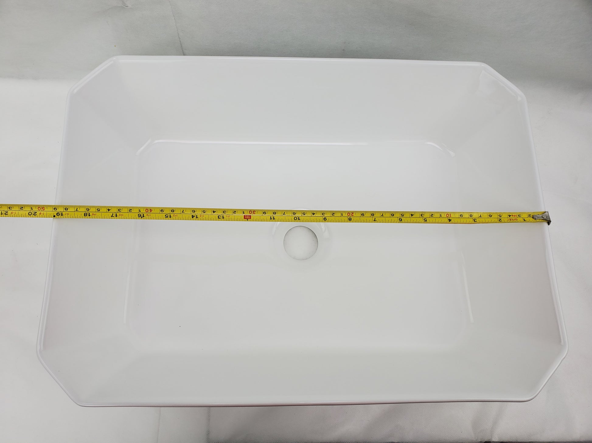 19.7-in. x 14.4-in. Rectangle Bathroom Vessel Sink White Enamel Glaze