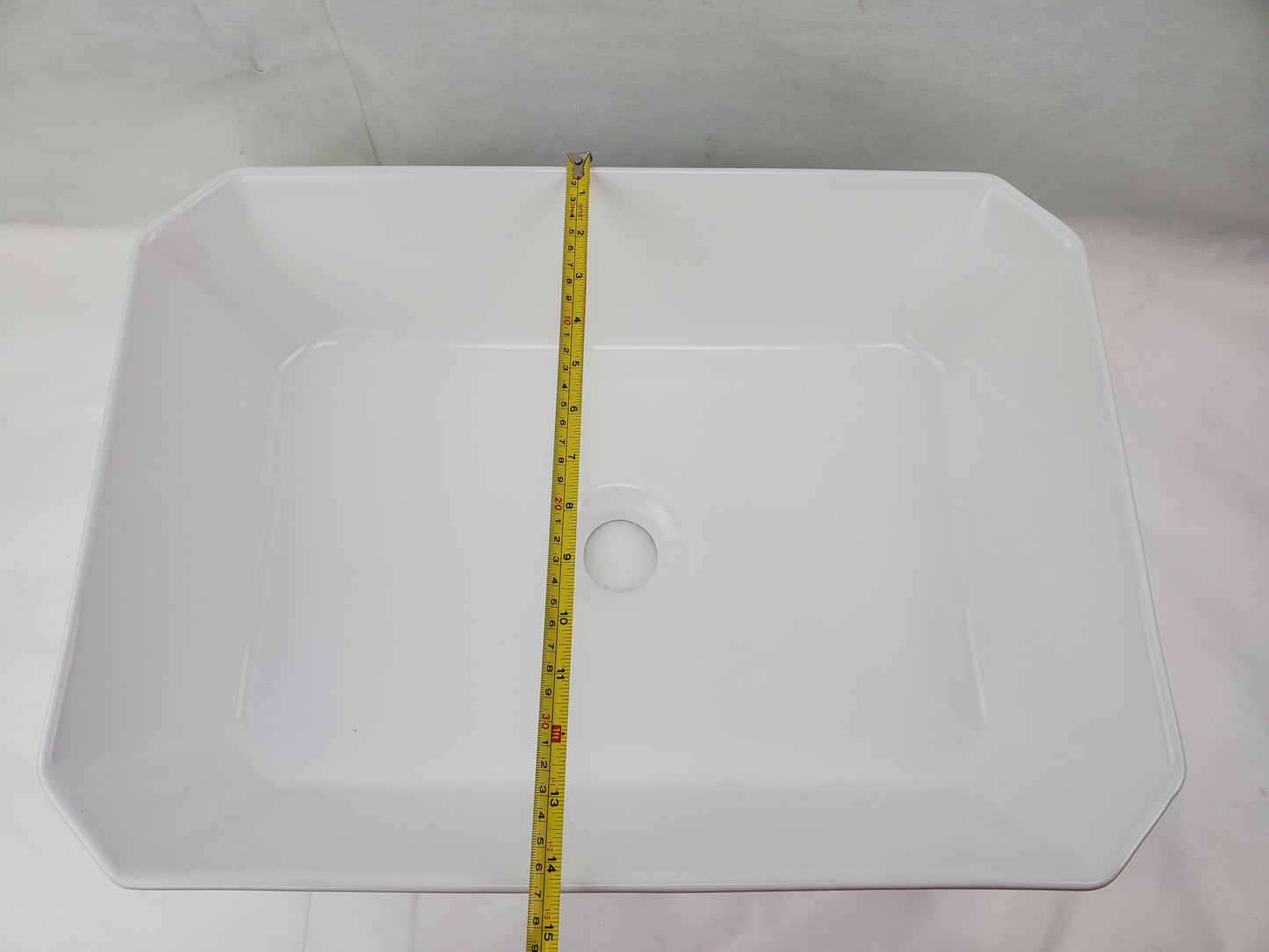 19.7-in. x 14.4-in. Rectangle Bathroom Vessel Sink White Enamel Glaze