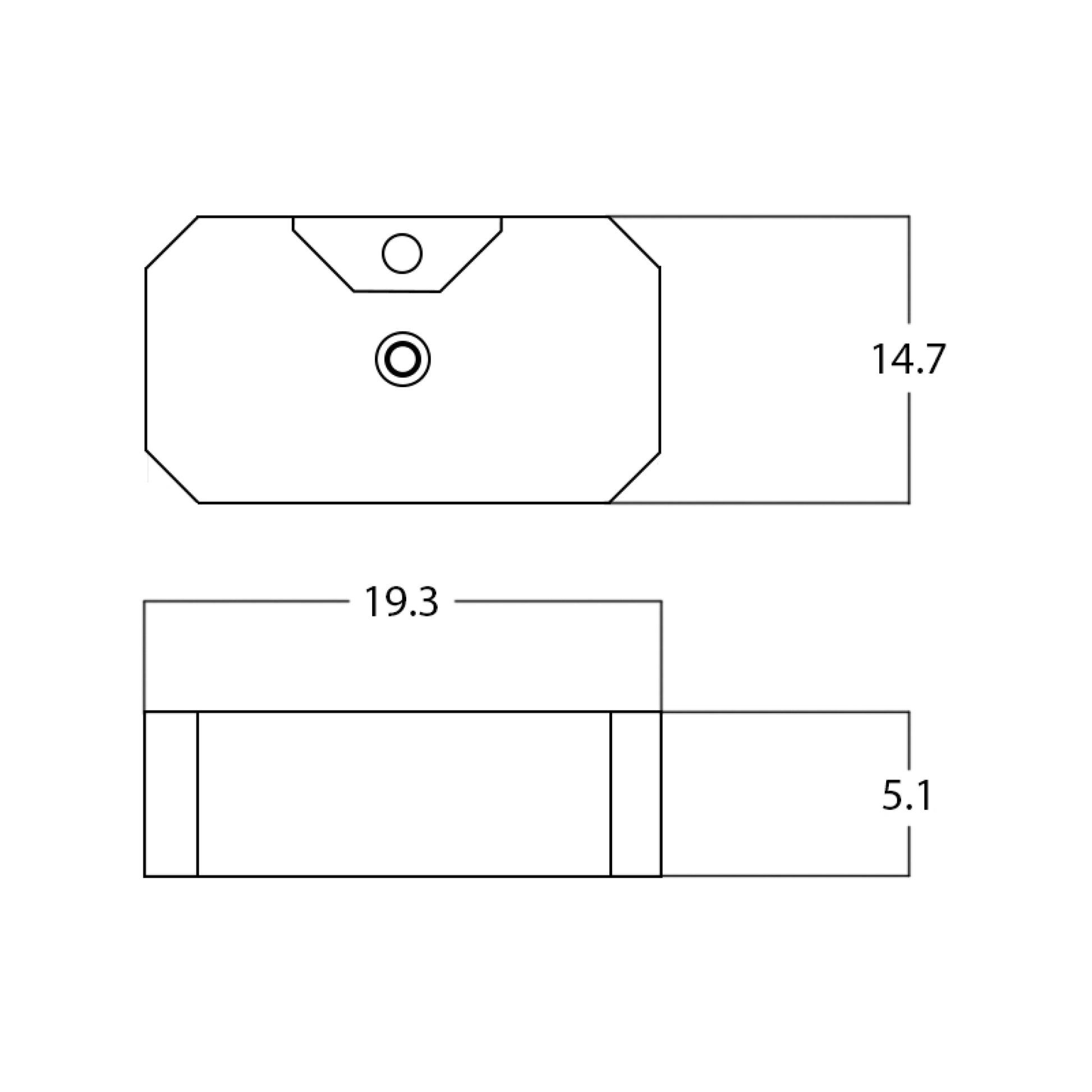 19.3-in. x 14.7-in. Rectangle Bathroom Vessel Sink White Enamel Glaze