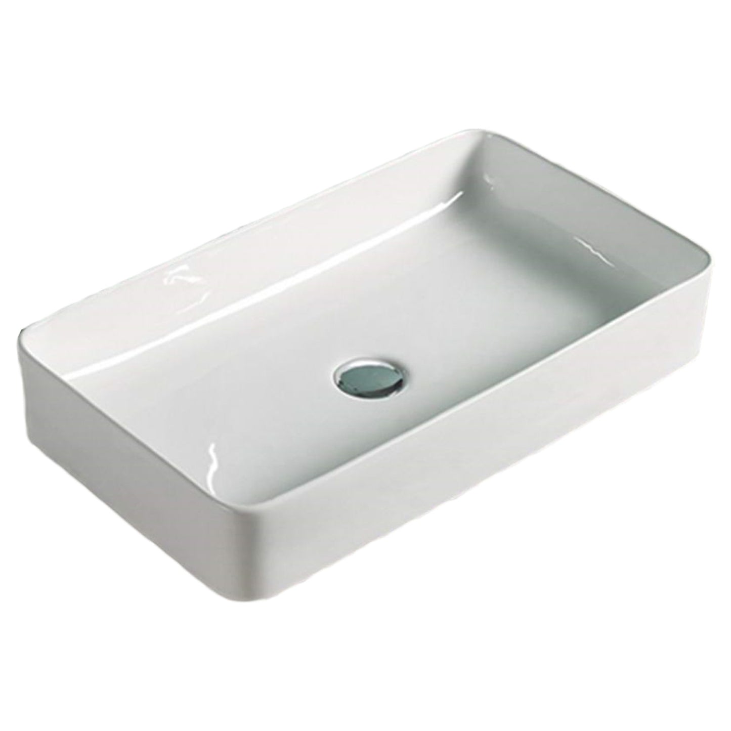 23.8-in. x 15-in. Rectangle Bathroom Vessel Sink White Enamel Glaze