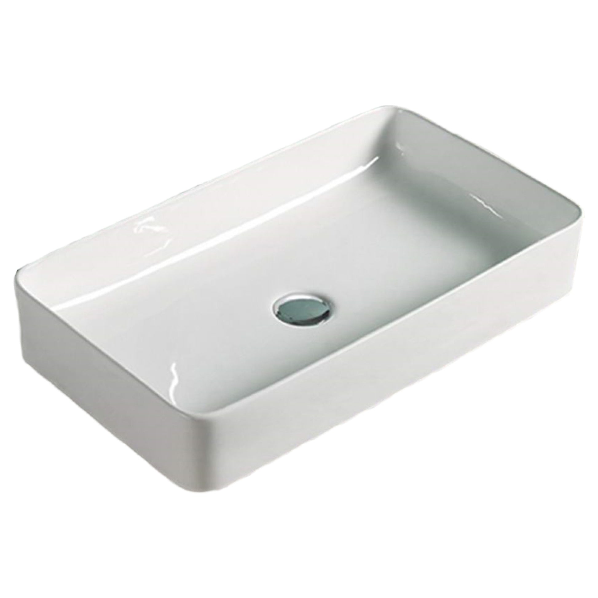23.8-in. x 15-in. Rectangle Bathroom Vessel Sink White Enamel Glaze