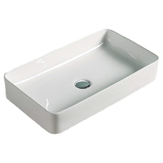 23.8-in. x 15-in. Rectangle Bathroom Vessel Sink White Enamel Glaze
