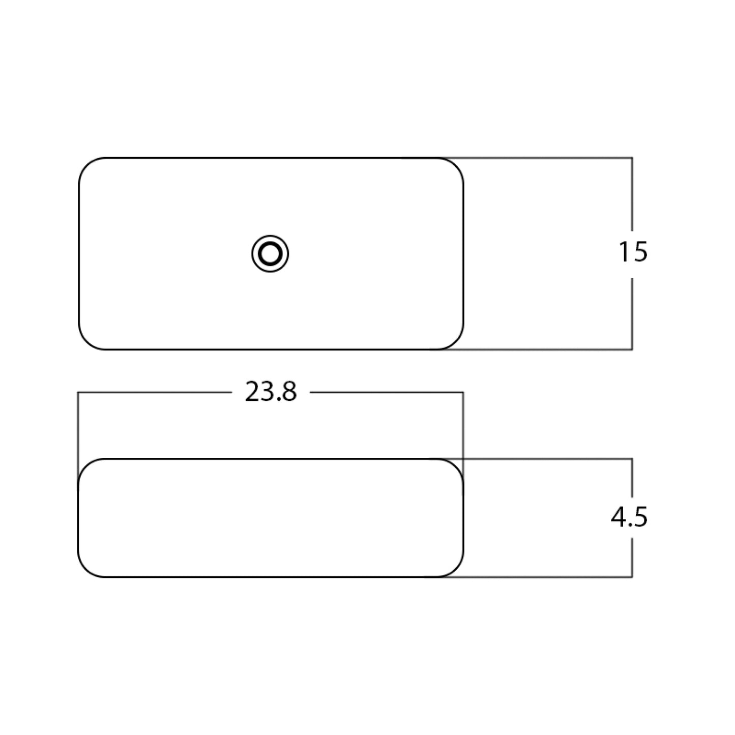 23.8-in. x 15-in. Rectangle Bathroom Vessel Sink White Enamel Glaze