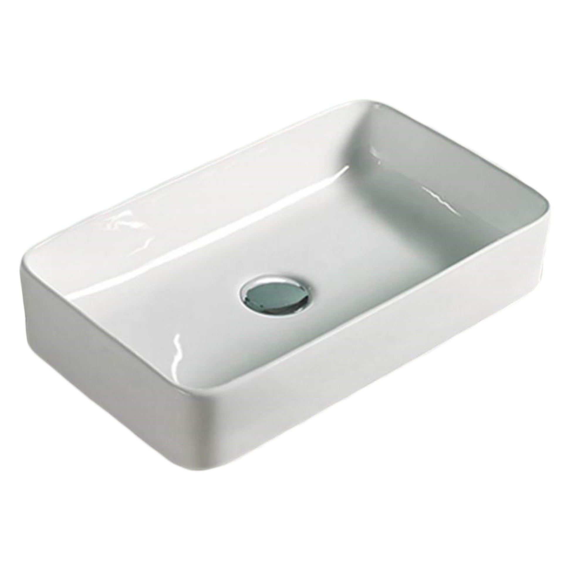 23.8-in. x 15-in. Rectangle Bathroom Vessel Sink White Enamel Glaze