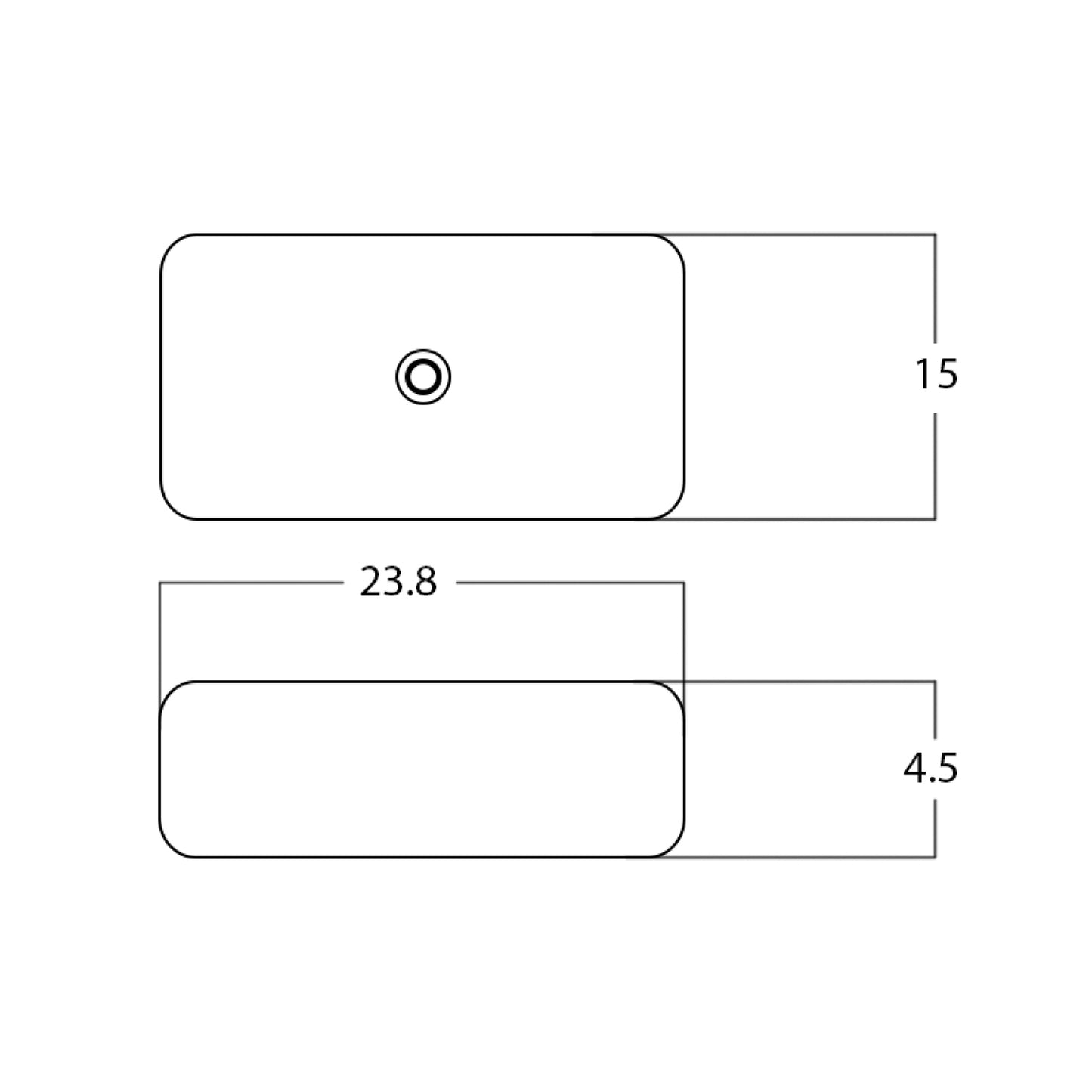 23.8-in. x 15-in. Rectangle Bathroom Vessel Sink White Enamel Glaze