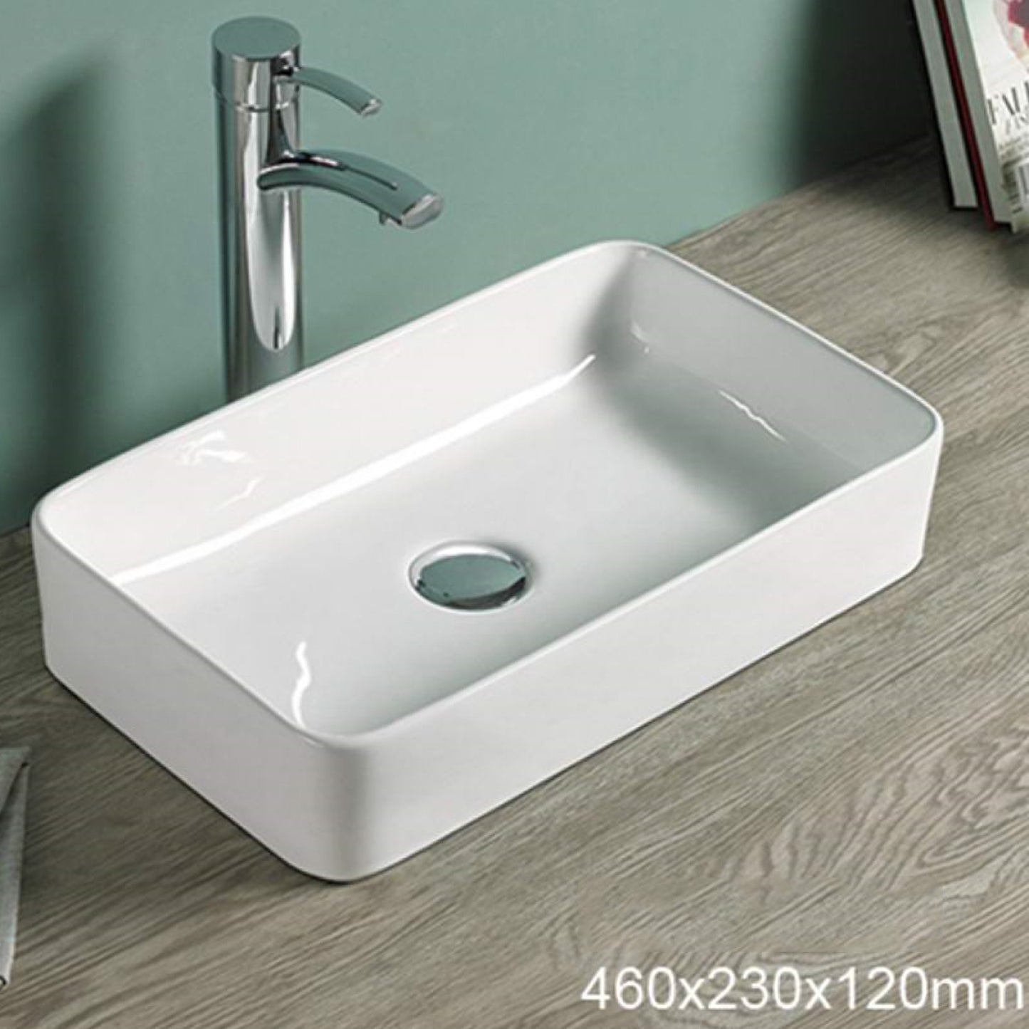 23.8-in. x 15-in. Rectangle Bathroom Vessel Sink White Enamel Glaze