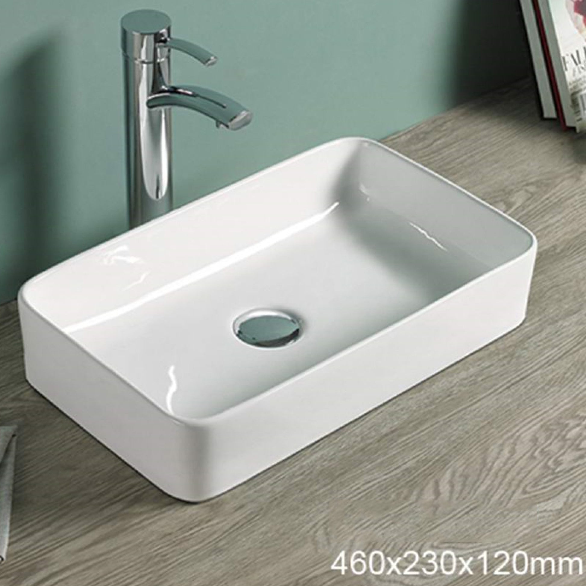 23.8-in. x 15-in. Rectangle Bathroom Vessel Sink White Enamel Glaze