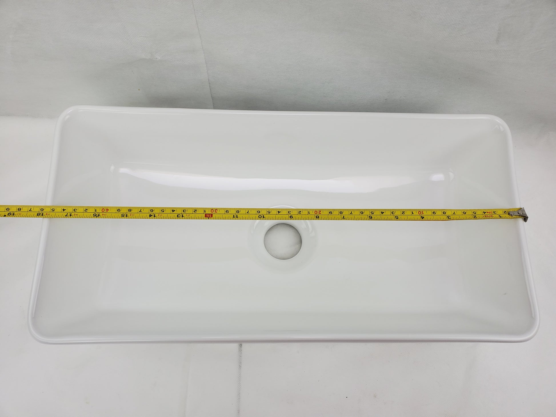 23.8-in. x 15-in. Rectangle Bathroom Vessel Sink White Enamel Glaze