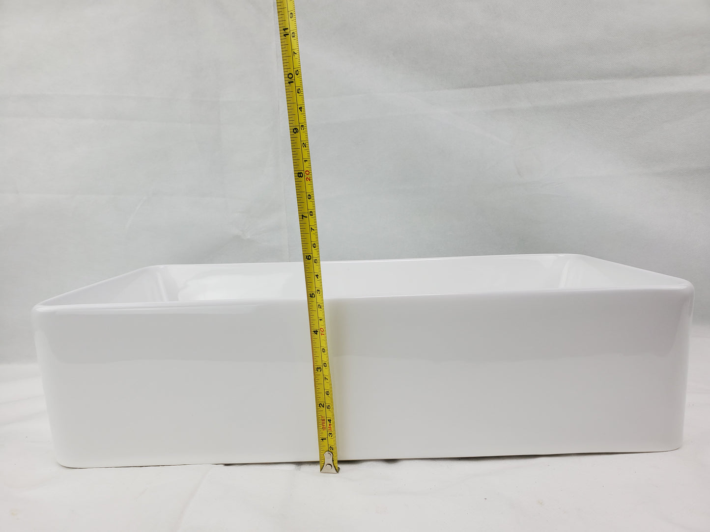 23.8-in. x 15-in. Rectangle Bathroom Vessel Sink White Enamel Glaze
