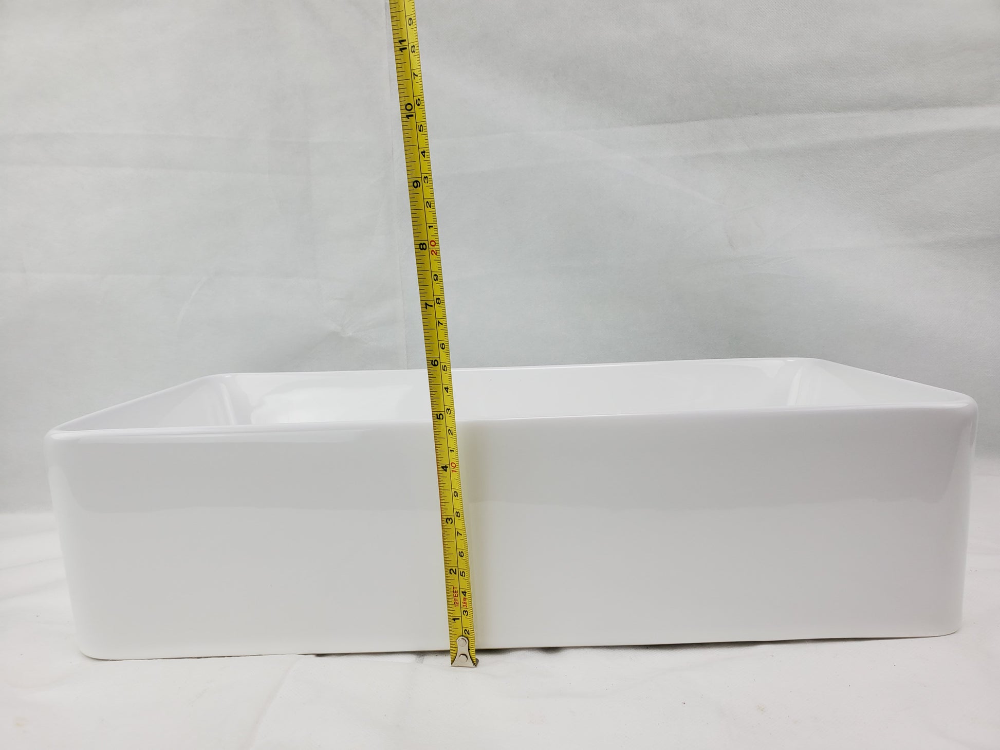 23.8-in. x 15-in. Rectangle Bathroom Vessel Sink White Enamel Glaze
