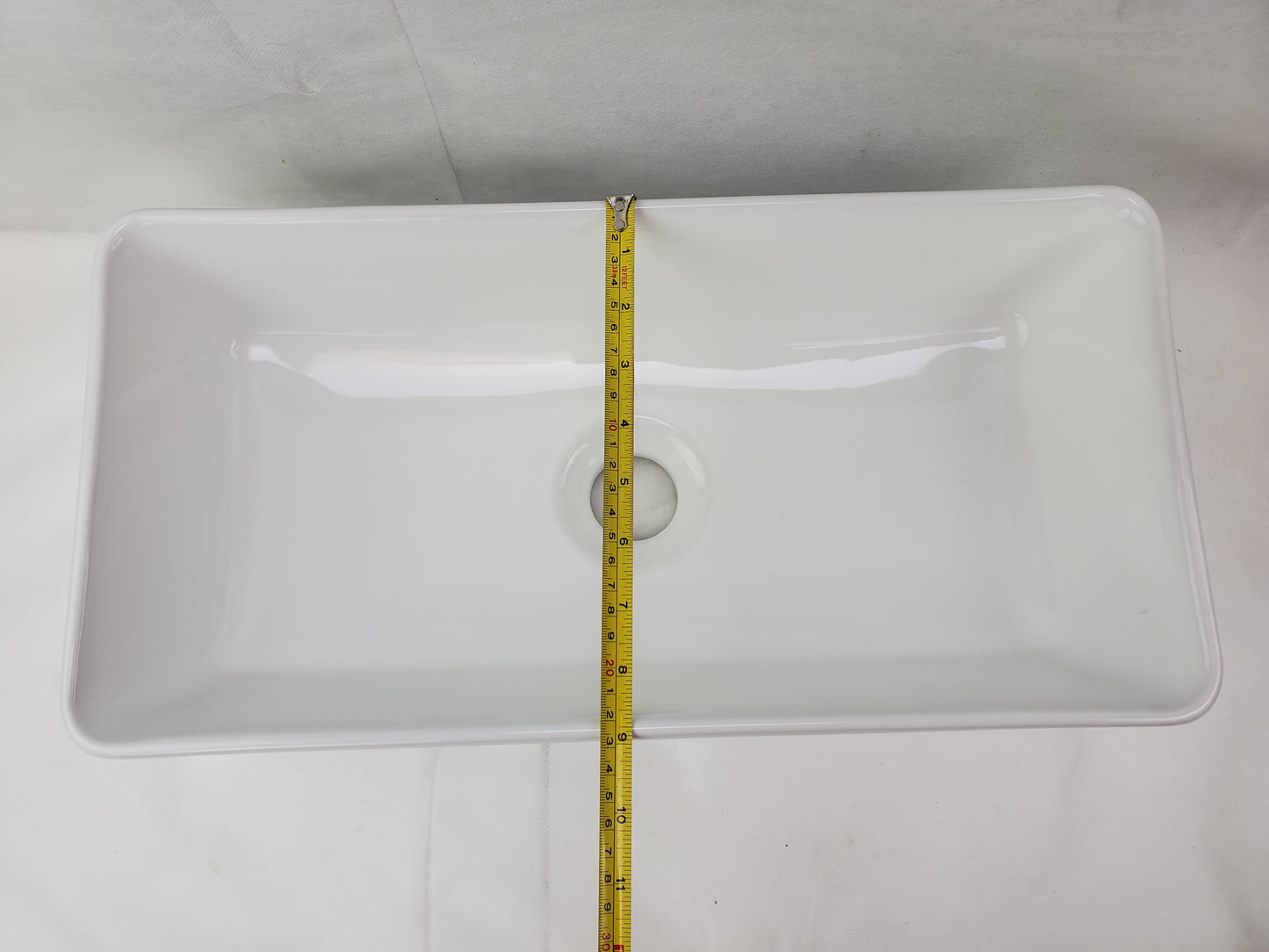 23.8-in. x 15-in. Rectangle Bathroom Vessel Sink White Enamel Glaze