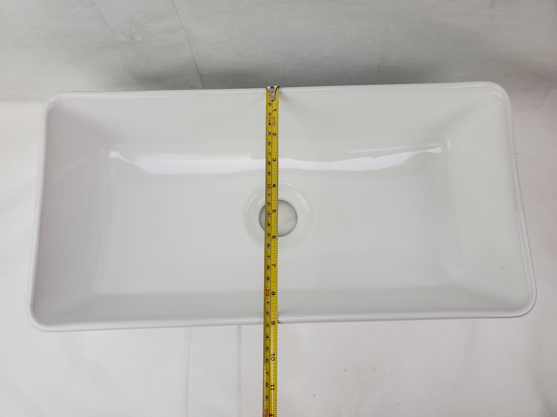 23.8-in. x 15-in. Rectangle Bathroom Vessel Sink White Enamel Glaze
