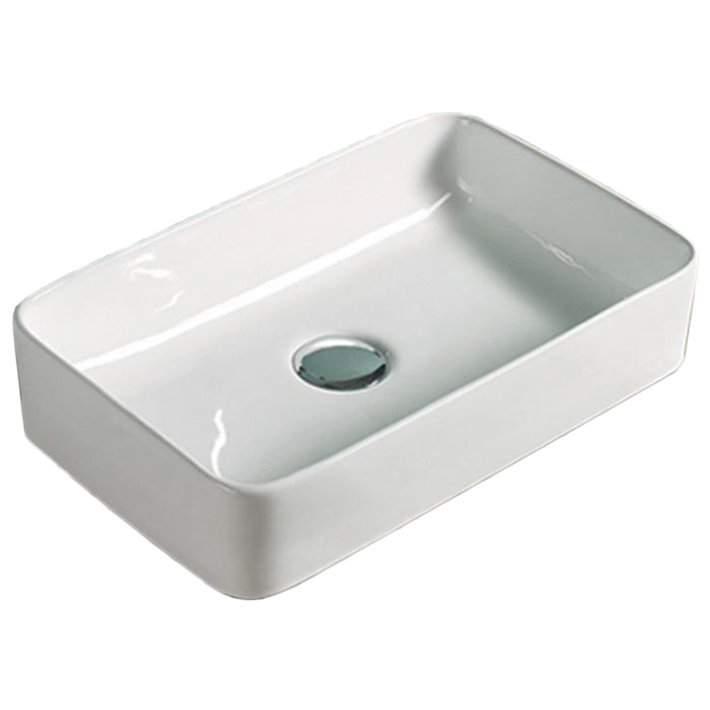 14.2-in. x 9.1-in. Rectangle Bathroom Vessel Sink White Enamel Glaze