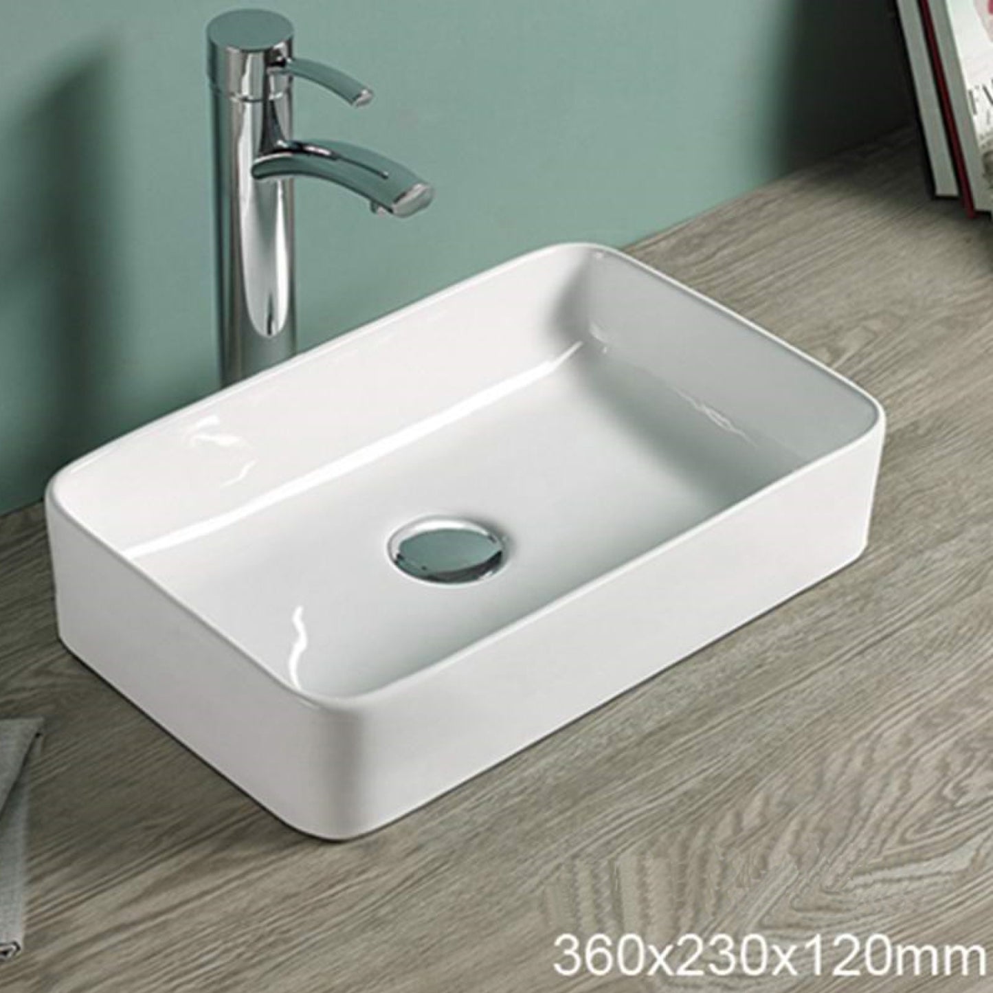 14.2-in. x 9.1-in. Rectangle Bathroom Vessel Sink White Enamel Glaze