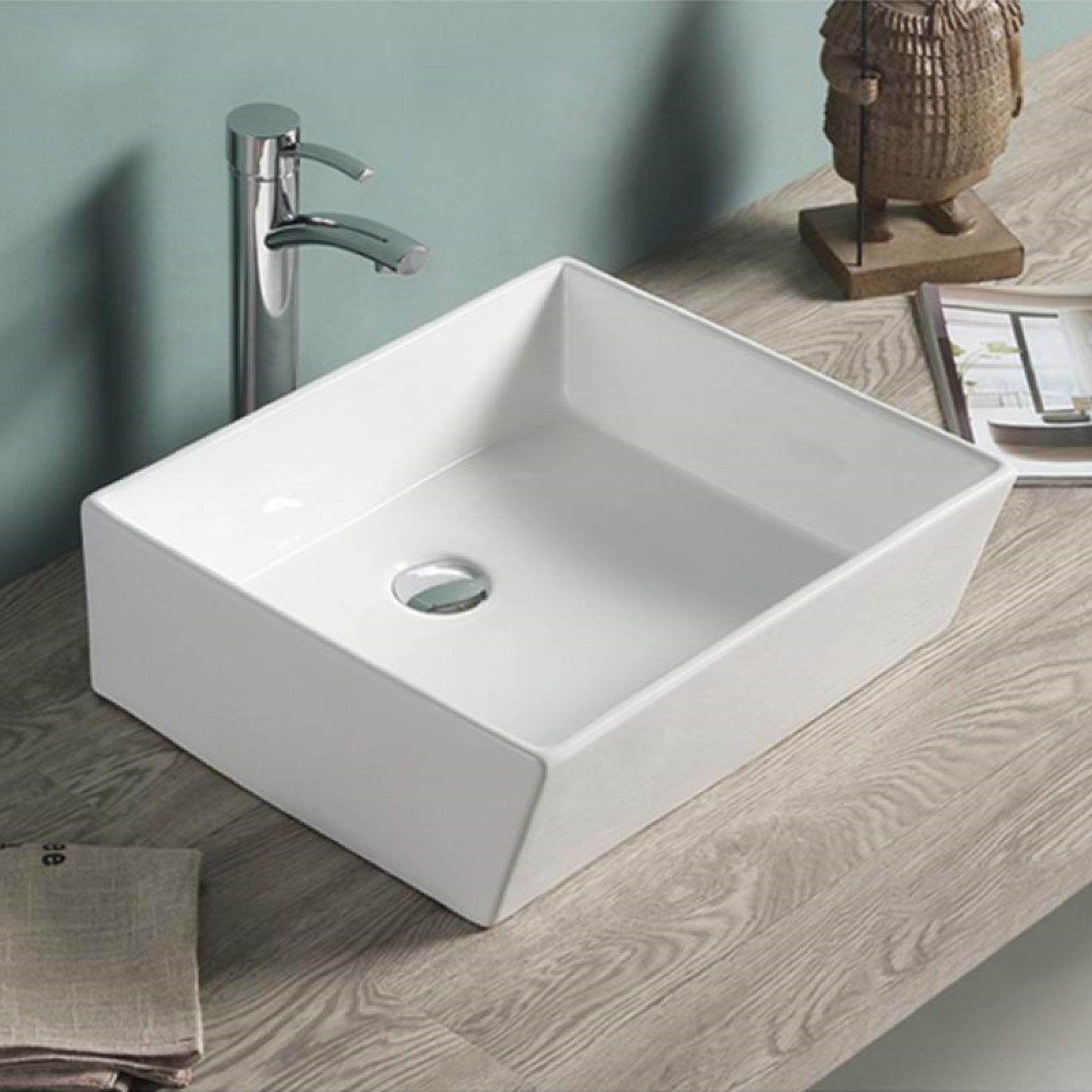 18.3-in. x 15.9-in. Rectangle Bathroom Vessel Sink White Enamel Glaze