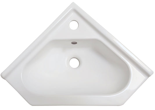 21.5-in. x 15.25-in. V-Shape Bathroom Vessel Sink White Enamel Glaze