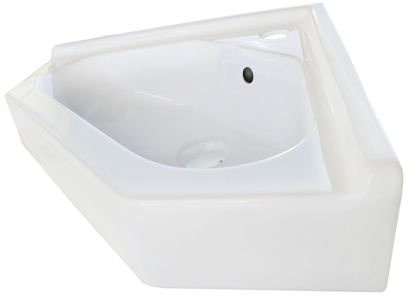 21.5-in. x 15.25-in. V-Shape Bathroom Vessel Sink White Enamel Glaze