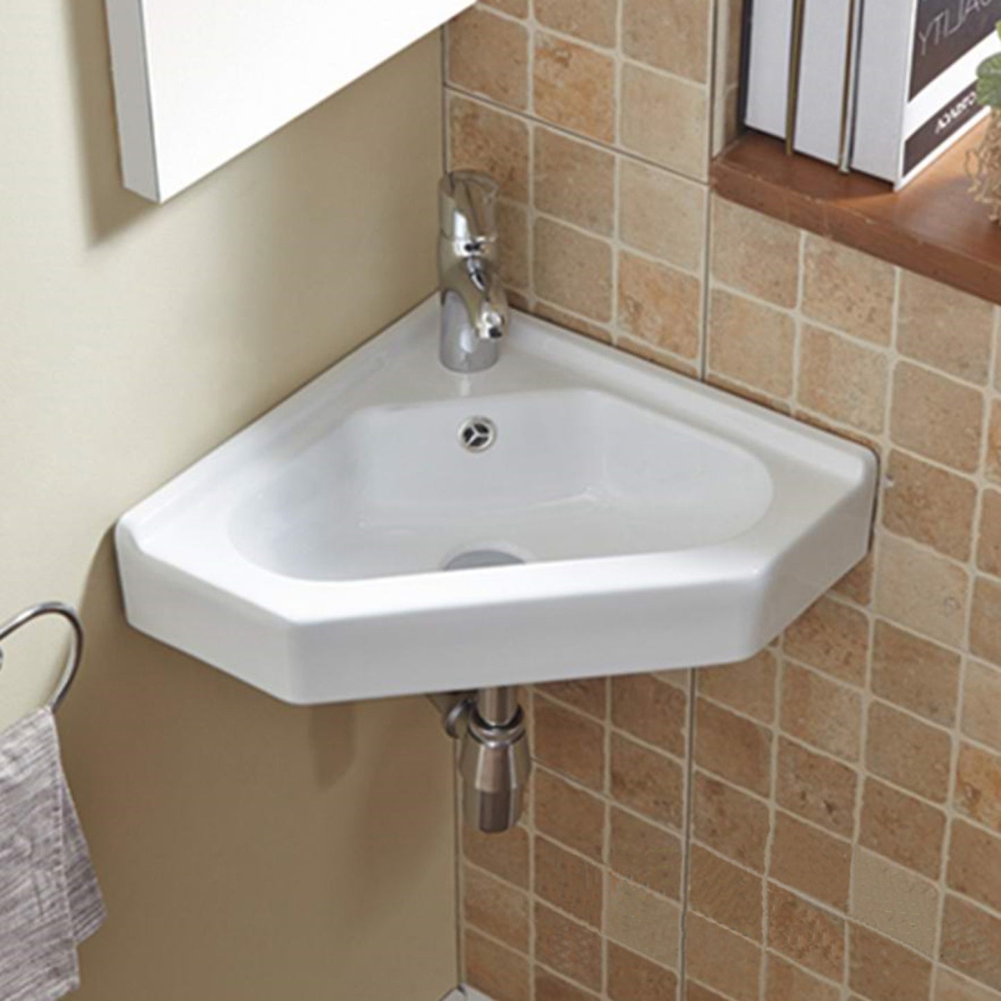 21.5-in. x 15.25-in. V-Shape Bathroom Vessel Sink White Enamel Glaze