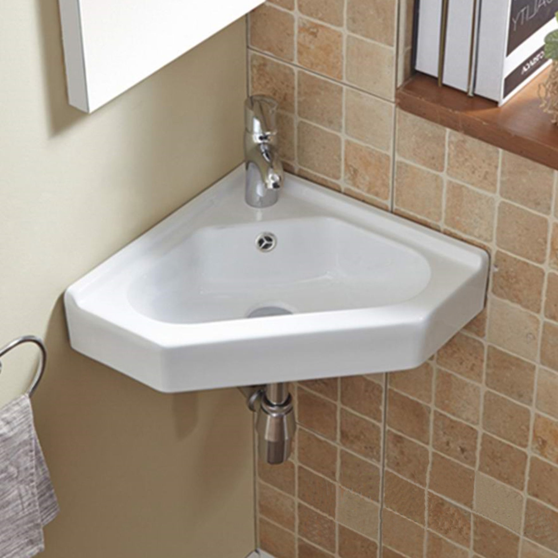 21.5-in. x 15.25-in. V-Shape Bathroom Vessel Sink White Enamel Glaze