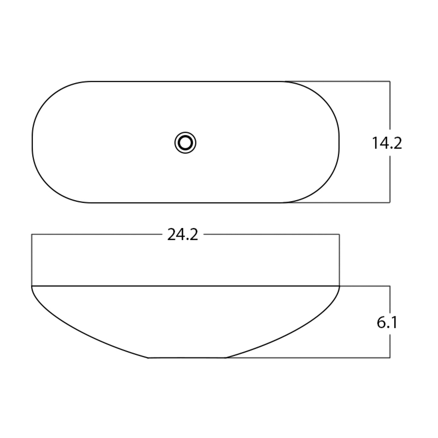 24.2-in. x 14.2-in. Oval Bathroom Vessel Sink White Enamel Glaze
