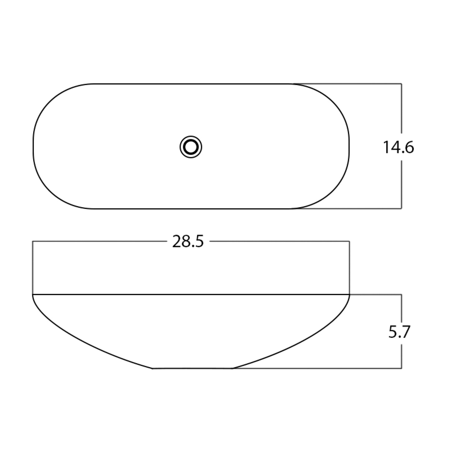 28.5-in. x 14.6-in. Oval Bathroom Vessel Sink White Enamel Glaze