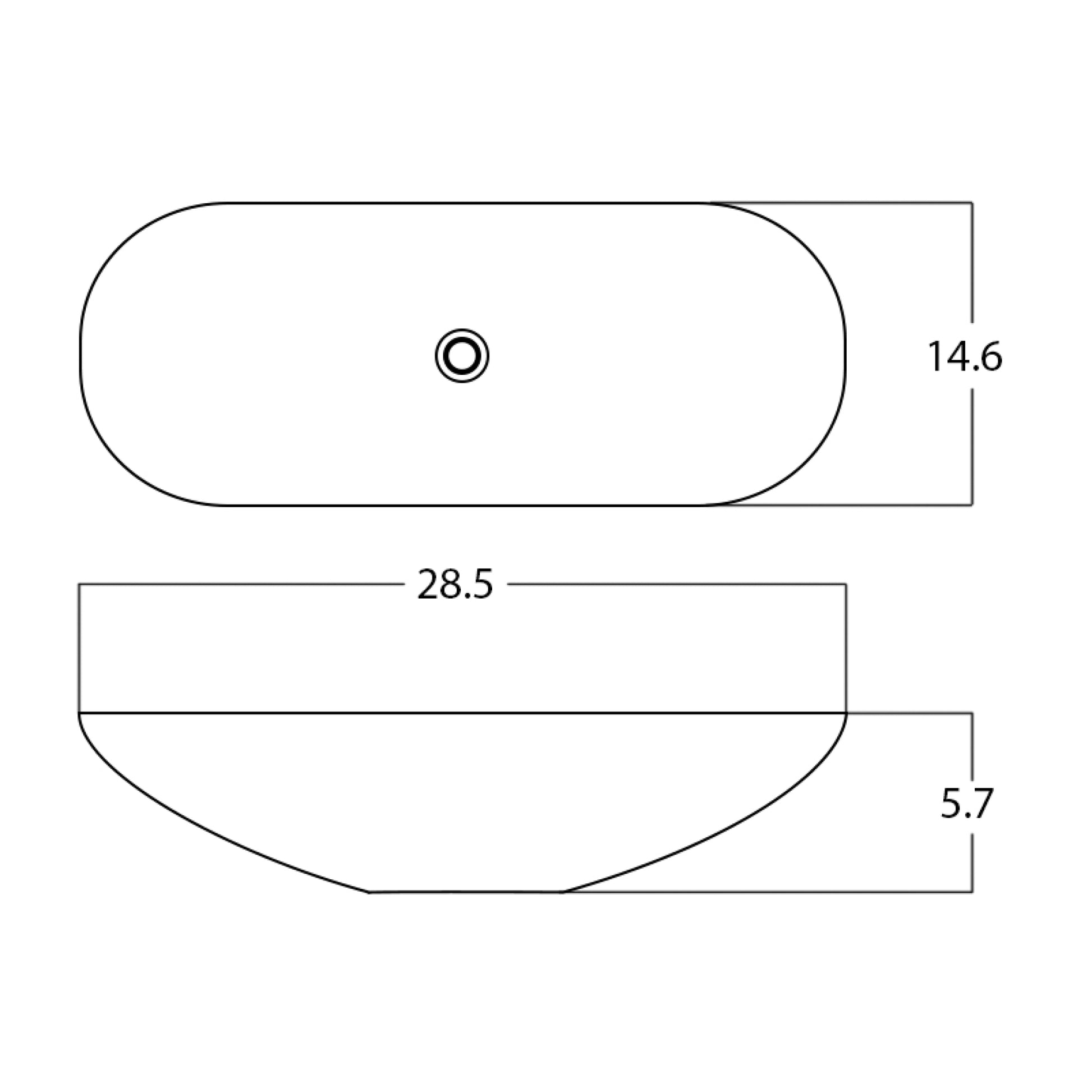 28.5-in. x 14.6-in. Oval Bathroom Vessel Sink White Enamel Glaze