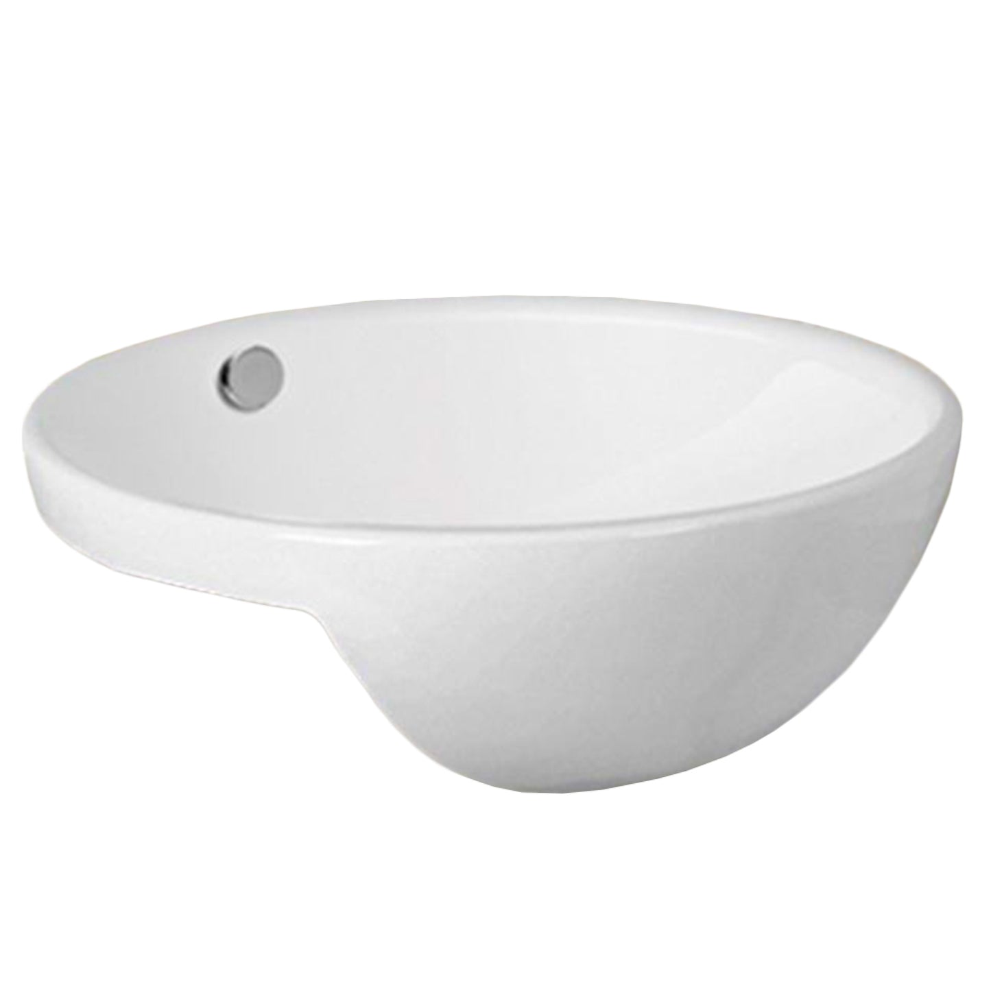 17.1-in. x 17.1-in. Round Bathroom Vessel Sink White Enamel Glaze