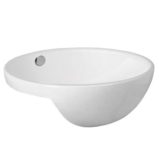 17.1-in. x 17.1-in. Round Bathroom Vessel Sink White Enamel Glaze